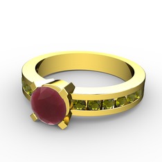 Verena Tektaş Yüzük - Kök yakut ve peridot 925 ayar altın kaplama gümüş yüzük #1lglyli