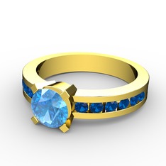 Verena Tektaş Yüzük - Akuamarin ve lab safir 18 ayar altın yüzük #1not2dn