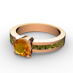 Sitrin ve peridot 8 ayar rose altın yüzük
