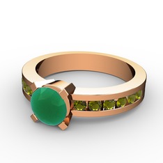 Kök zümrüt ve peridot 8 ayar rose altın yüzük