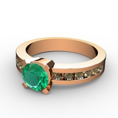 Verena Tektaş Yüzük - Yeşil kuvars ve dumanlı kuvars 14 ayar rose altın yüzük #1s8i4oj