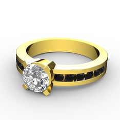 Verena Tektaş Yüzük - Pırlanta ve siyah zirkon 925 ayar altın kaplama gümüş yüzük (0.92 karat) #1serz0h