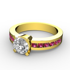 Verena Tektaş Yüzük - Swarovski ve rodolit garnet 18 ayar altın yüzük #1sezn2d
