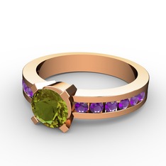 Verena Tektaş Yüzük - Peridot ve ametist 14 ayar rose altın yüzük #1tmsr9f