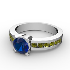 Verena Tektaş Yüzük - Lab safir ve peridot 18 ayar beyaz altın yüzük #1udww73