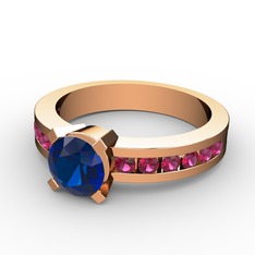 Verena Tektaş Yüzük - Lab safir ve rodolit garnet 18 ayar rose altın yüzük #1wa6xou