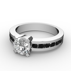 Verena Tektaş Yüzük - Beyaz zirkon ve siyah zirkon 925 ayar gümüş yüzük #1wh4k25