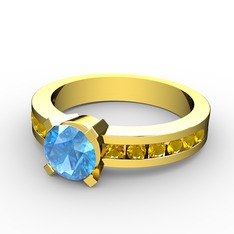 Verena Tektaş Yüzük - Akuamarin ve sitrin 925 ayar altın kaplama gümüş yüzük #1wmu15j