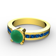 Verena Tektaş Yüzük - Kök zümrüt ve lab safir 925 ayar altın kaplama gümüş yüzük #1wpb866