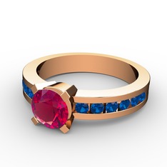 Verena Tektaş Yüzük - Rodolit garnet ve lab safir 14 ayar rose altın yüzük #1wqw7jf