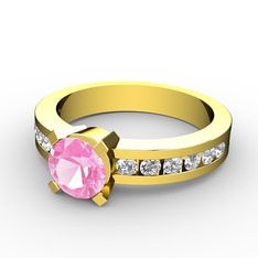 Verena Tektaş Yüzük - Pembe kuvars ve swarovski 8 ayar altın yüzük #1wsd9es