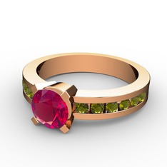 Verena Tektaş Yüzük - Rodolit garnet ve peridot 18 ayar rose altın yüzük #1xhpmto