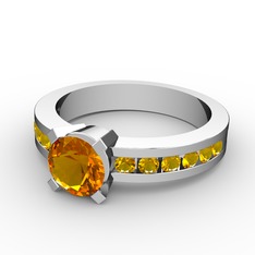 Verena Tektaş Yüzük - Sitrin 18 ayar beyaz altın yüzük #1xnpdvd