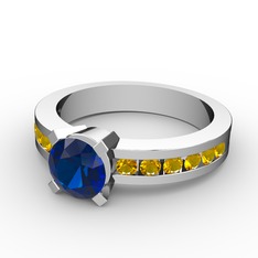 Verena Tektaş Yüzük - Lab safir ve sitrin 8 ayar beyaz altın yüzük #1y4vqb4