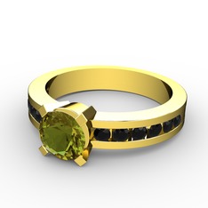 Verena Tektaş Yüzük - Peridot ve siyah zirkon 18 ayar altın yüzük #2fwkt7