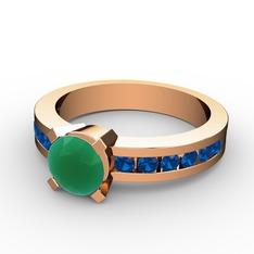 Verena Tektaş Yüzük - Kök zümrüt ve lab safir 14 ayar rose altın yüzük #2kdc9k