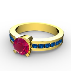 Verena Tektaş Yüzük - Rodolit garnet ve lab safir 925 ayar altın kaplama gümüş yüzük #2ly3ql
