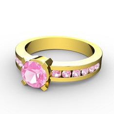 Pembe kuvars 925 ayar altın kaplama gümüş yüzük