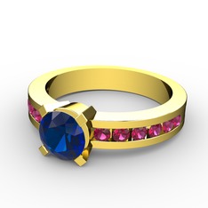 Lab safir ve rodolit garnet 18 ayar altın yüzük