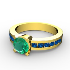 Verena Tektaş Yüzük - Yeşil kuvars ve lab safir 925 ayar altın kaplama gümüş yüzük #5ilpq