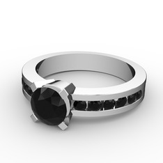 Verena Tektaş Yüzük - Siyah zirkon 14 ayar beyaz altın yüzük #6pydj8