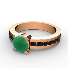 Verena Tektaş Yüzük - Kök zümrüt ve siyah zirkon 18 ayar rose altın yüzük #831m04