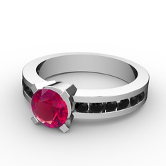 Rodolit garnet ve siyah zirkon 925 ayar gümüş yüzük