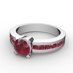 Garnet 18 ayar beyaz altın yüzük
