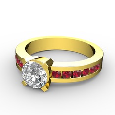 Swarovski ve garnet 18 ayar altın yüzük