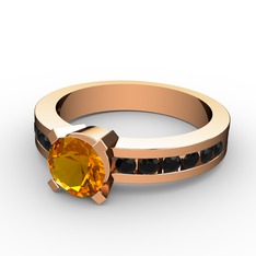 Verena Tektaş Yüzük - Sitrin ve siyah zirkon 18 ayar rose altın yüzük #a3gcxo