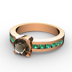 Dumanlı kuvars ve yeşil kuvars 18 ayar rose altın yüzük