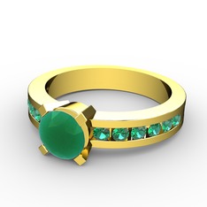 Verena Tektaş Yüzük - Kök zümrüt ve yeşil kuvars 14 ayar altın yüzük #alyulz