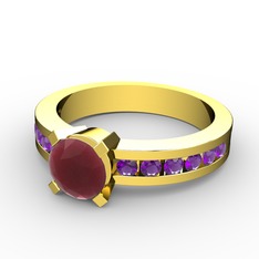 Verena Tektaş Yüzük - Kök yakut ve ametist 8 ayar altın yüzük #anl5h0