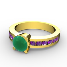Verena Tektaş Yüzük - Kök zümrüt ve ametist 18 ayar altın yüzük #b4is0m