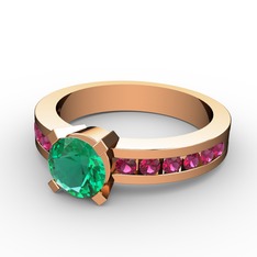 Yeşil kuvars ve rodolit garnet 8 ayar rose altın yüzük