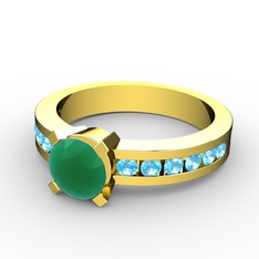 Verena Tektaş Yüzük - Kök zümrüt ve akuamarin 925 ayar altın kaplama gümüş yüzük #dpycb