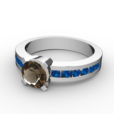 Verena Tektaş Yüzük - Dumanlı kuvars ve lab safir 925 ayar gümüş yüzük #ewnnjl
