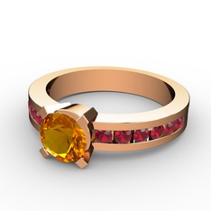 Verena Tektaş Yüzük - Sitrin ve garnet 8 ayar rose altın yüzük #g6axvr