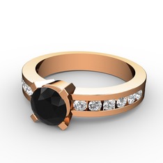 Siyah zirkon ve swarovski 14 ayar rose altın yüzük