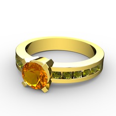 Sitrin ve peridot 14 ayar altın yüzük