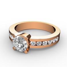 Pırlanta ve swarovski 18 ayar rose altın yüzük (0.92 karat)