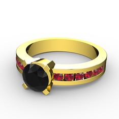 Verena Tektaş Yüzük - Siyah zirkon ve garnet 925 ayar altın kaplama gümüş yüzük #jnjxva