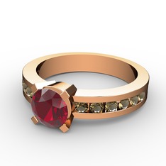 Verena Tektaş Yüzük - Garnet ve dumanlı kuvars 18 ayar rose altın yüzük #kvgelu