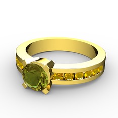 Verena Tektaş Yüzük - Peridot ve sitrin 18 ayar altın yüzük #m80nbp
