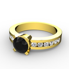 Verena Tektaş Yüzük - Siyah zirkon ve beyaz zirkon 18 ayar altın yüzük #m9v26g