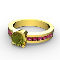 Verena Tektaş Yüzük - Peridot ve rodolit garnet 14 ayar altın yüzük #nbpzh5