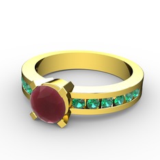 Verena Tektaş Yüzük - Kök yakut ve yeşil kuvars 925 ayar altın kaplama gümüş yüzük #og3nmk