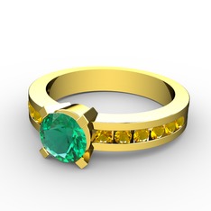 Yeşil kuvars ve sitrin 8 ayar altın yüzük