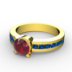 Verena Tektaş Yüzük - Garnet ve lab safir 8 ayar altın yüzük #pm06or