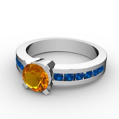 Verena Tektaş Yüzük - Sitrin ve lab safir 925 ayar gümüş yüzük #q6s7dj